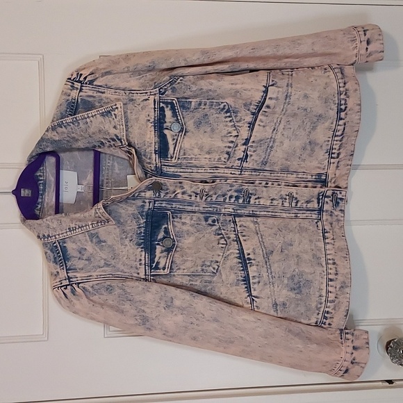 JOIE Button-Front Demarea Pink Stone Wash Denim Jacket - Picture 3 of 12